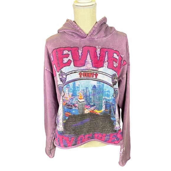 Custom Painted Hoodie Sweatshirt Boxy Oversized Women's XS Purple Religious - Picture 1 of 11